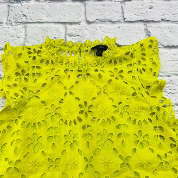 J Crew Eyelet Lace Sleeveless Blouse Lime Green Size XS - Picture 2 of 9